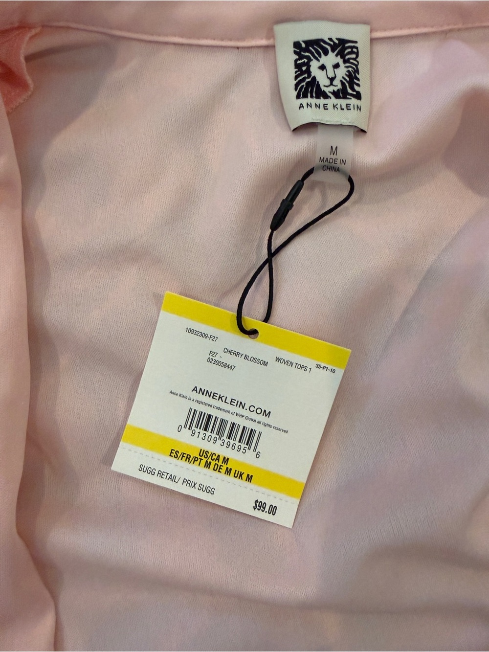 Anne Klein Light Pink Sheer Floral Appliqué Button Down Blouse - Picture 2 of 5